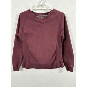 Champion Sweatshirt Womens Small Maroon Reverse Weave Crewneck Pullover Faded